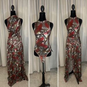 Multicolor Bodysuit and Skirt